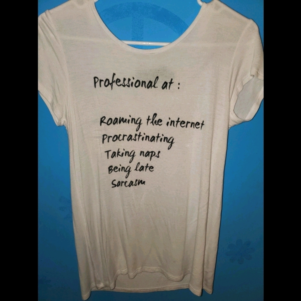 White hot topic "Professional at" t shirt